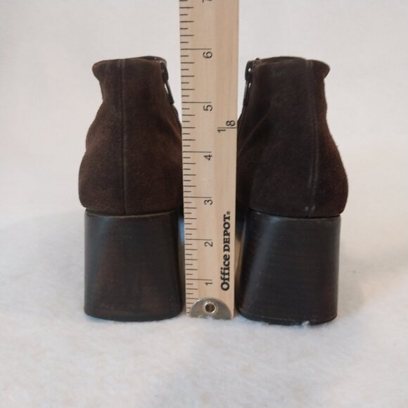 Via Spiga Booties Womens 8.5 M Brown Suede Block Heel Ankle Boots Made in Italy. - Picture 2 of 10